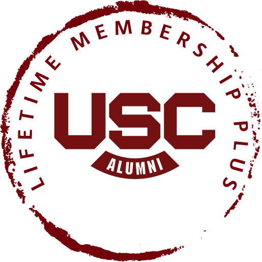 University of South Carolina banner stamp reading 'Lifetime Membership Plus USC Alumni'